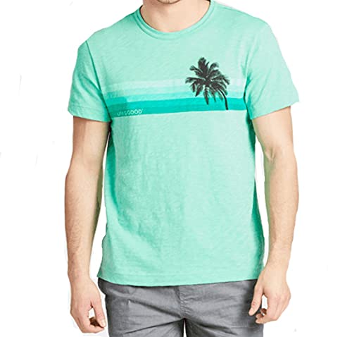 T-shirt slub Spearmint Green taille S Life is Good avec motif de palmier texturé pour homme