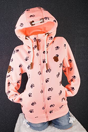 Zeralda Damen Sweat Jacke Kapuze Fleece gefüttert Hoodie Übergangsjacke Anker Sterne S - 3XL (Rosa-2024, XL)