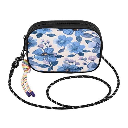 Women's Lightweight Crossbody Phone Purse with Adjustable Strap, Mini Nylon Wallet Bag for Essential Daily Carry, Hands-Free Travel Wallet for Cards Cash Keys, Flower (18)
