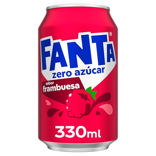 Fanta Frambuesa Sin Azucar - Refresco con 4% de Zumo de Frambuesa-Lata 330 ml
