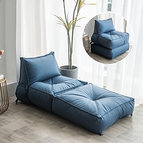 DTLEO Funda para Sillón Puff 2 en 1 Puff Funda de Bean Bag (Sin Relleno), Bolsa de Frijol para Silla Tumbona Perezosa Ideal para Silla de Juegos y Silla de jardín,Azul