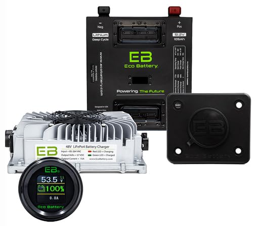 MODZ Eco Battery 48V - 105AH Gen3 Thru Hole Lithium Bundle for EZGO RXV with Plastic Battery Tray Golf Carts