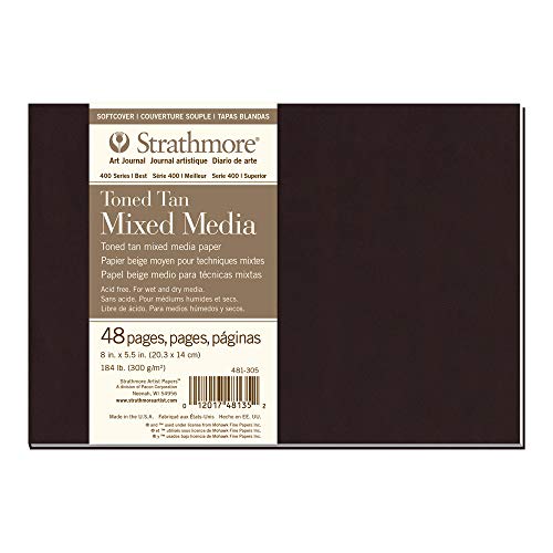 Image of Strathmore 400 Series Softcover Toned Mixed Media Journal, 184lb Paper, Warm Tan, 8 x 5.5 inches, 24 Sheets (481-305)
