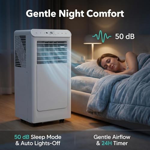 Image of 8,000 BTU Portable Air Conditioners, 4-in-1 Modes with Cooling, Dehumidifier, Fan, Sleep Mode, 24-Hour Timer, Remote Control & Complete Window Kit, Cools Rooms Up to 350 Sq. Ft., for Bedroom