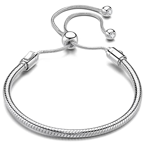 Image of Charm Snake Pattern Bracelet S925 Sterling Silver 18k Gold Plated, Rose Gold Snake Pattern Pandora Bracelet, Gift for Women