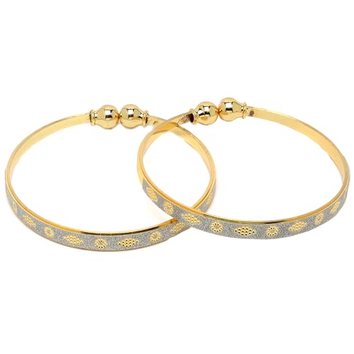 ZENEME Gold-Plated White & Red American Diamond studded Bangle St...