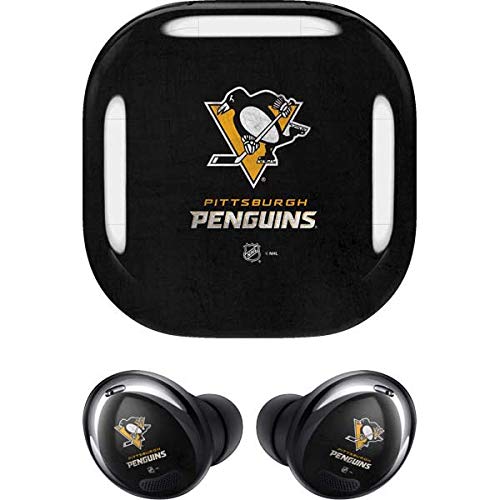 Skinit Decal Audio Skin Compatible with Samsung Galaxy Buds Pro - Officially Licensed NHL Pittsburgh Penguins Distressed Design