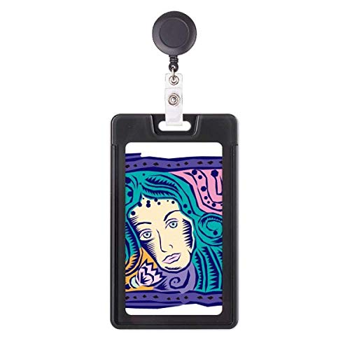 Porte-badge rétractable robuste motif Constellation Vierge Mexicon Culture