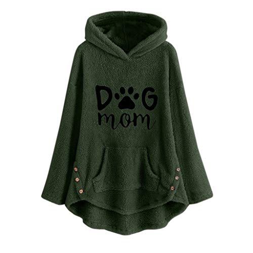 TUDUZ Sudadera con Capucha Mujer Jersey Acrílico Lana Gato Pijama Hoodie Botón Abrigo Cálido Talla Extra S-5XL (VerdeE, S)