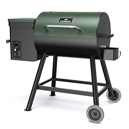 Wood Pellet Grill & Smoker with Rain Cover, 456 sq. in. Cooking Space 8 in 1 BBQ Grill Auto Temperature Control, Green