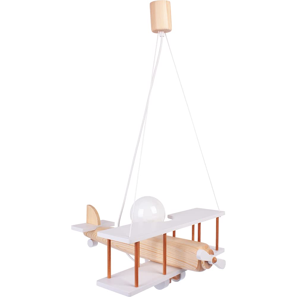 ItalPol Produkt Lampada in legno da soffitto, lampadario a sospensione Aereo 45cm x 42cm per cameretta bimbo.