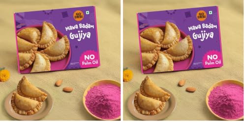 Image of GO DESi - Mawa Badam Gujiya | No Palm Oil | Holi Sweets | Holi Gifting | 400 grams (Pack of 2)