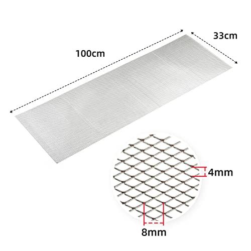 Image of AggAuto Universal 40 inchx13 inch Car Grill Mesh - Aluminum Alloy Automotive Grille Insert Bumper Rhombic Hole 4x8mm, One of the Most Multifunctional Shape Grids Silver