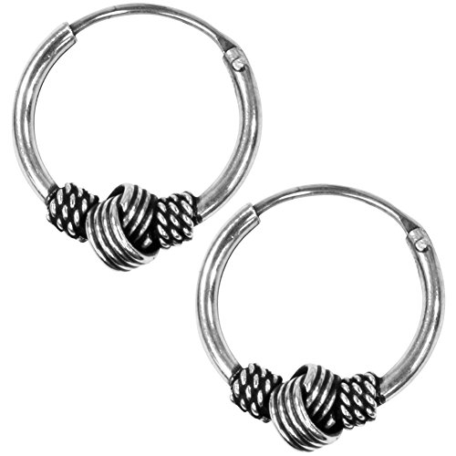 12mm Bali Hoop Earrings Sterling Silver
