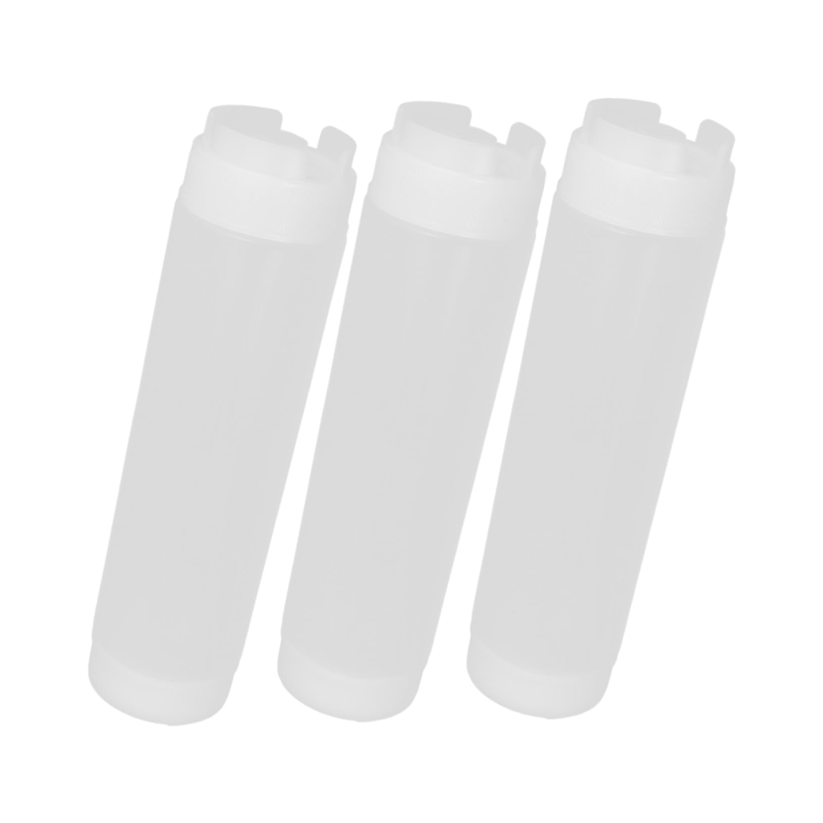 Confezione da 3 bottiglie da spremere da 480 ml con doppio ugello, versatili, in plastica, per salse, ketchup, senape, condimenti e formaggio, perfette per cucina e ristorante