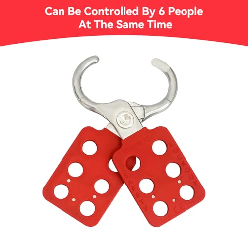 Image of 10Pack Lock Out Tag Out Hasp,Tamper-Proof Aluminu Padlock Hasp with Extended Jaw,Red 1 inch Jaw Diameter Stainless Steel Lockout Hasp,Nylon Handle,Tamper-Proof and Impact-Resistant
