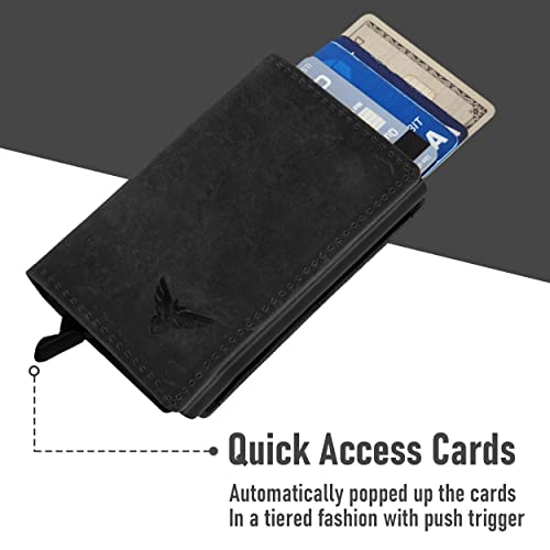 Men's Slim Wallet For Air Tag – RFID Blocking Wallet for Men – Black Leather AirTag Wallet – Ideal Card Holder with Money Clip and AirTag Slot – Pocket-Sized Men's Wallet (Charcoal Black)4