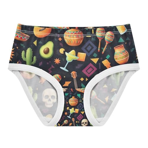 Mexican Guitars Skulls Toddler Girls Underwear, Cotton Underwear Girls, 2T–8 Years