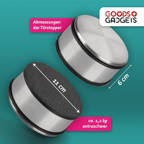 Designer Türstopper aus Edelstahl Gummi Türpuffer Türhalter Stopper 1,2kg (Silber 11x6cm, 1 Stück)