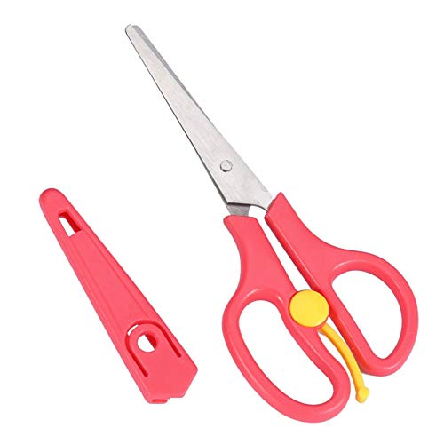 Kids Food Scissors,Baby Food Scissors,Portable Stainless Steel Scissor Children Safety Food Cutter with Cover for Baby Infant Complementary Food(Red)