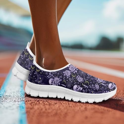 Image of Floral Sneakers for Women Colorful Art Shoes for Women Slip On Casual Work Shoes