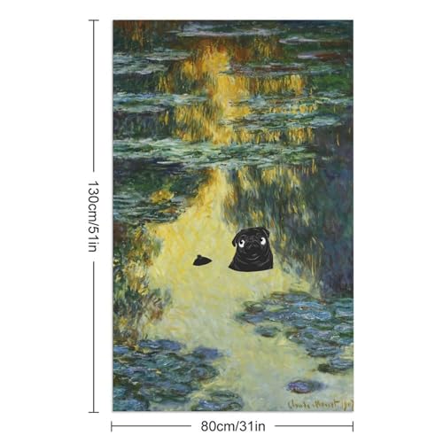 Serviette de plage Monet Pug microfibre séchage rapide 130x80cm