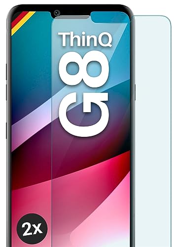 moex ShockProtect für LG G8 ThinQ Panzer Schutz Glas 9H Festigkeit, Schutzfolie gehärtetes Schutzglas, 9H Bildschirmschutz Folie Ultra-klar, kompatibel mit jeder Hülle, 2 Stück