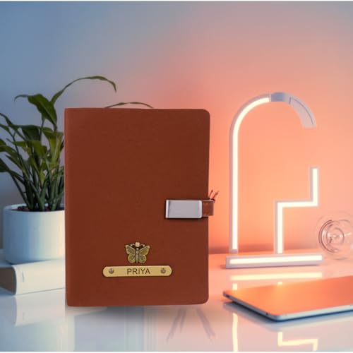 Image of ncgifts Personalized Name & Charm Leather Diary (Tan) - Custom Engraved Journal Notebook for Men & Women, 2026 Premium Corporate Gifts, Diwali Gift Items, Travel Writing Planner & Daily Diary