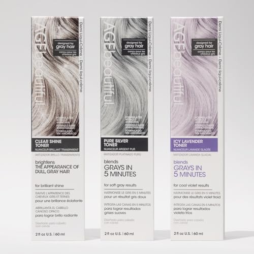 Image of AGE beautiful Hair Toner for Gray Hair, 5-Minute Demi Cream Toner, Neutralizes Yellow Tones, Blends & Enhances Soft Gray, Ammonia-Free Professional Color for Shine