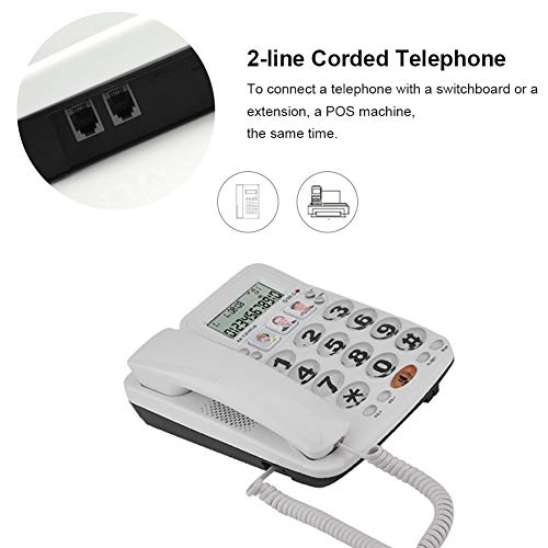 Teléfono con cable con altavoz y pantalla de llamadas miniatura 7