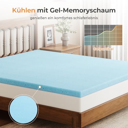 Vesgantti Schaummatratze, ergonomische Matratze Gel-Memoryschaum Matratze mit Abnehmbarer Bezug, Härtegrad H2 & H3 Öko-Tex Zertifiziert (weiß-20CM, 90 x 200cm)