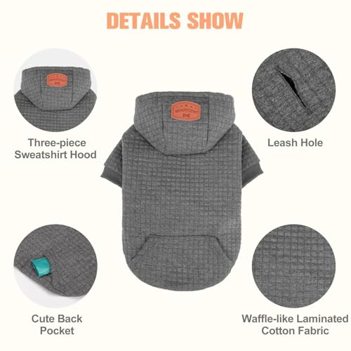 Image of BEAUTYZOO Dog Hoodies Sweater for Small Dogs,Waffle‑Like Laminated Pet Coat