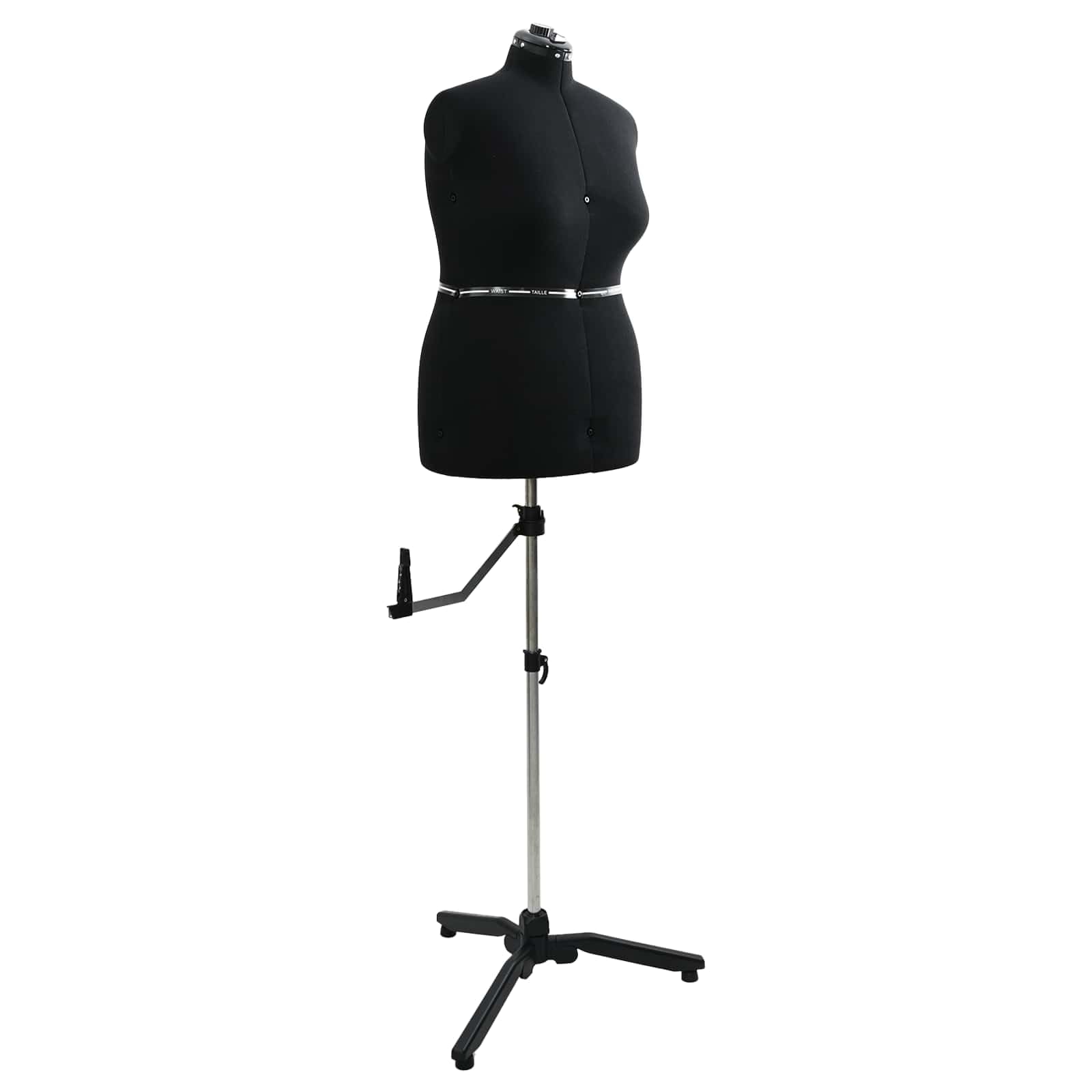 Forma de vestido ajustable para mujer, terciopelo negro, con alfiletero, 95-160 cm, altura de 360°, giratorio y estable, maniquí de costura para costura, costura, diseño de taller