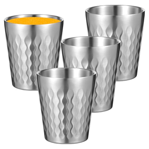 4 Pcs 10oz Stainless Steel Insulated Cup, Metal Tumbler Double Wall Vacuum Water Glasses, Cup Drinking Glasses, Stackable Mugs for Travel Camping Party Use