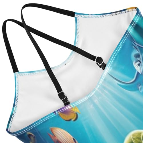 Vibrant Sea Turtle Underwater Swimming Suit for Girls, Summer Beach Swim Suits Kids, 3-104