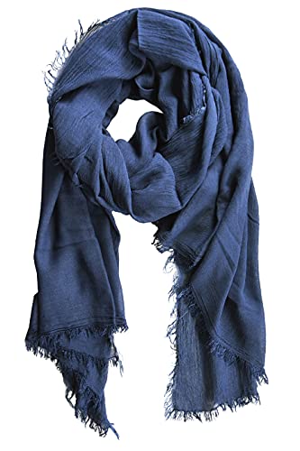 JOPHY & CO. Bufanda de mujer para hombre, elegante, ligera, suave, de estola, rectangular, de fibra de bambú de color liso o estampado de colores, azul oscuro, Talla única Cover