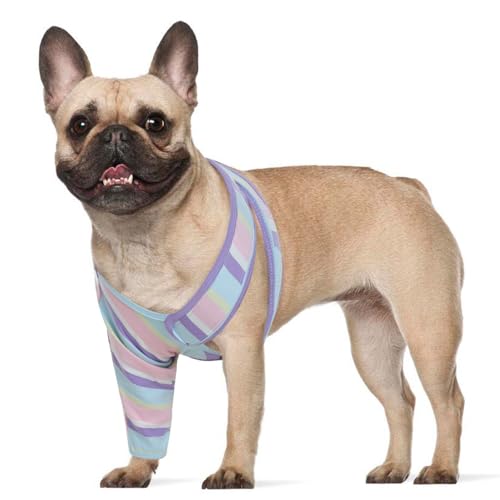 Image of ROZKITCH Dog Leg Sleeve to Stop Licking Left Right Legs, Protector Keep Bandages in Place for Sutures, Comfortable Protection for Elbow Area for Sprain ACL CCL Stripe 2XS