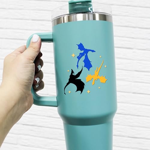 Image of Set 2Pcs Dragons Fly Rearview Mirror Decal Funny Fourth Wing Bookish Meme Car Decals Water Bottle Window Sticker Vinyl Waterproof 2,3x2 Inches Decal New Car Accessories Gift for Girl Mom Dad Friend