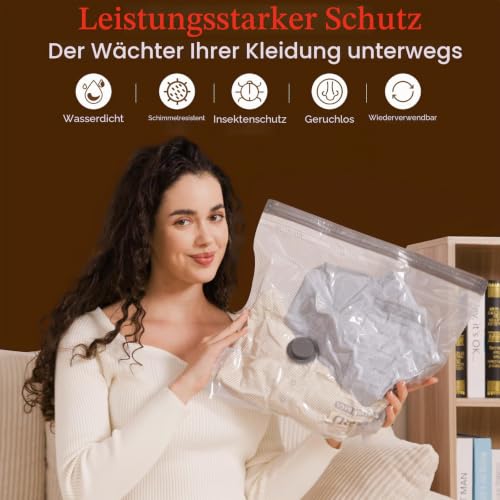 Vacbird Vakuumbeutel für Kleidung, 15 Stück (5x 40x50cm, 5x 40x60cm, 5x 50x60cm), Wiederverwendbare Vakuumbeutel für Reisen, Bettdecken… – Ansicht 4