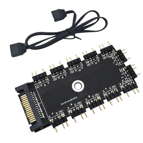CTRICALVER ARGB Controller, 1 bis 11 Ports ARGB HUB, 5 V, 3 Pin RGB LED Splitter Hub mit SATA/IDE Port Unterstützung
