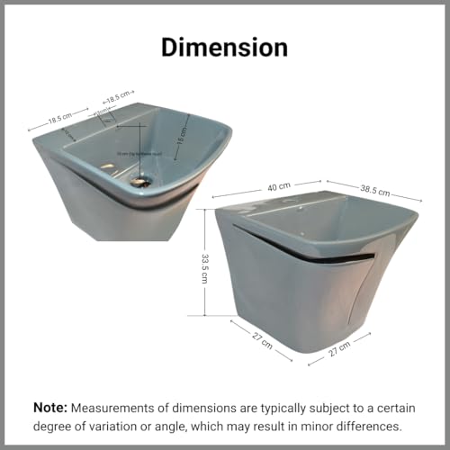 Image of Wall Mounted Wash Basin for Bathroom | Wall Hung Wash Basin /Sink (15.35 x 16.14 x 13 Inch, SFKOP - 209)