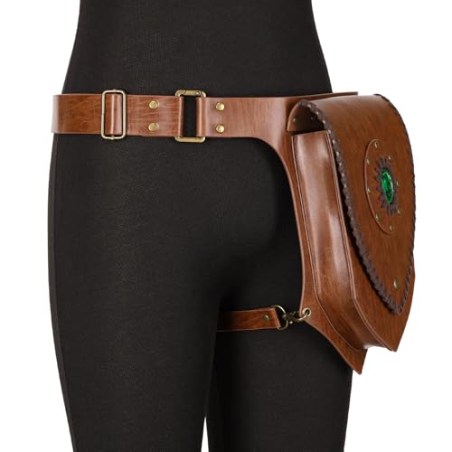 Sac de cuisse médiéval en cuir avec sacoche de jambe réglable
