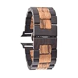 EdwardKwok Wooden Watch Band for Apple Watch 42/44/45 MM 100% Eco-Friendly Natural Hardwood Watch Strap ,Bracelet for Apple Watch SE, Apple Watch Series 7/6/5/4/3/2/1 (Black (Ebony+Zebra), Large (42mm/44mm/45mm))