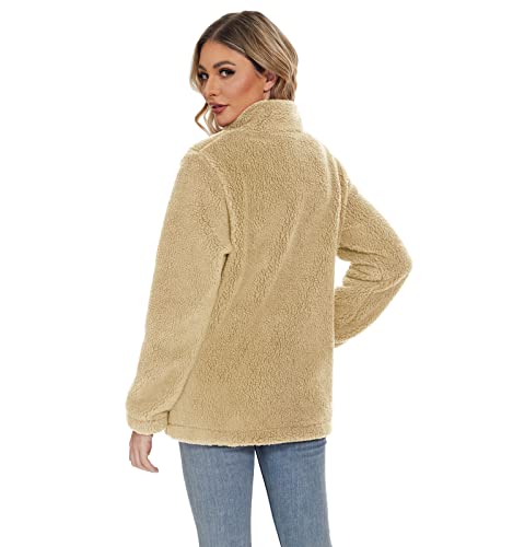 MAGCOMSEN Women Sherpa Jacket Full Zip Fuzzy Teddy Coat with Pockets Fleece Lined Warm Winter Casual Outfits4