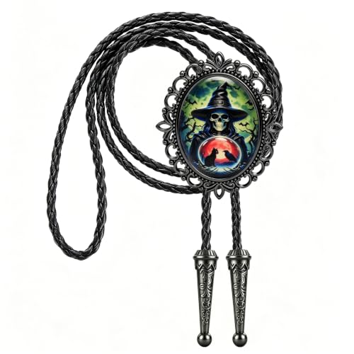 Image of Jeilwiy Bolo Tie for Men Western Cowboy Gothic Bolo Tie Necklace Halloween