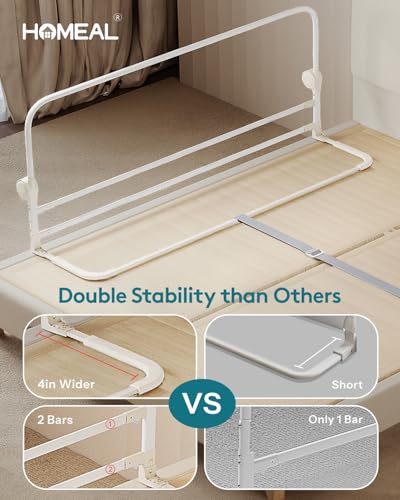 Image of HOMEAL Bed Rail for Toddlers, 59in Swing Down Baby Bed Rail Guard, Toddler Bed Rails for King Size Beds, Twin, Full, Queen, Bed Guard Rail for Toddlers, Grey
