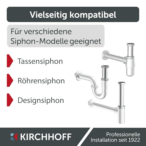 KIRCHHOFF Tauchrohr für Siphon 20cm Chrom, Rohr Verlängerung 200mm für Flaschensiphon und Röhrensiphon, 1 1/4 Zoll, extralanges Zusatzrohr für Waschbecken Abfluss, Edelstahl Ablauf