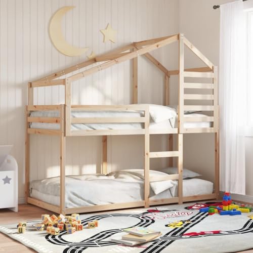 Mimdixy Marco de cama individual, litera sin colchón, 90 x 200 cm, madera maciza de pino, cama doble, embalaje compacto, fácil montaje