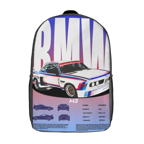 LMYmoney Sac à dos tendance BMW M3 pour enfants, cartable pour l'école primaire, 43 cm