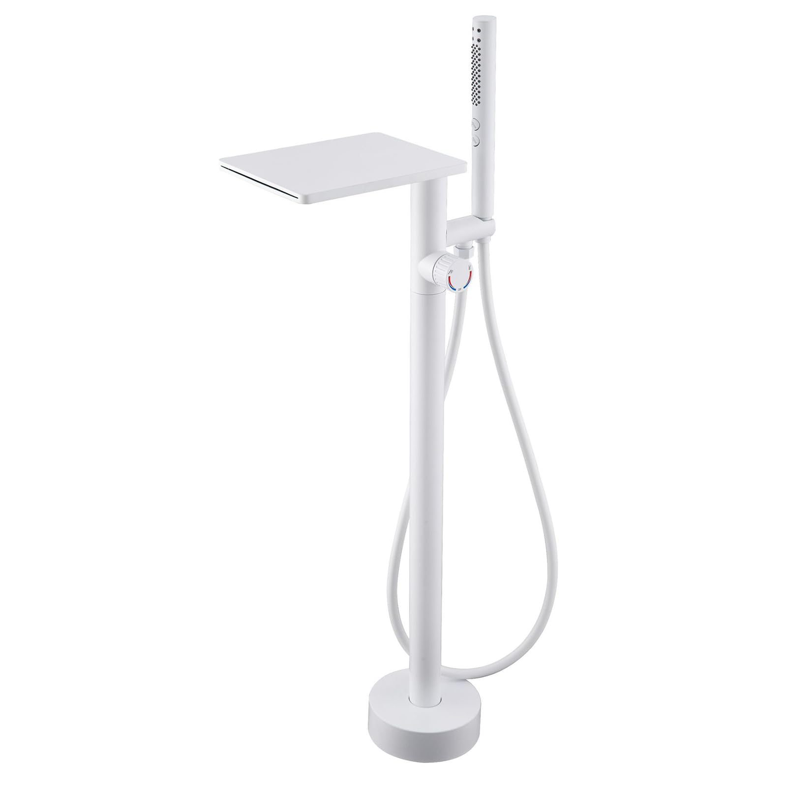 Robinet de cascade de douche à main à 2 modes et mitigeur au sol en laiton blanc durable